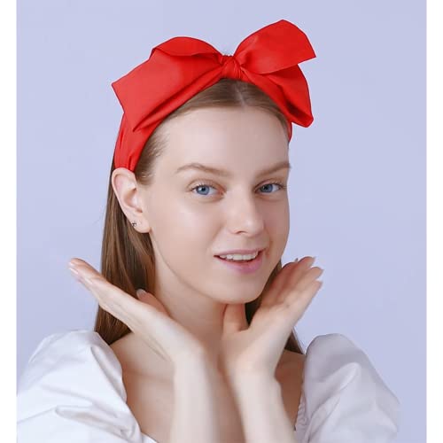 Lvyeer Red Big Bow Headbands for Women Bowknot Headbands Cute Red headbands (Red-a)