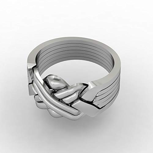 OFLIUM 6 Band classical Handmade 925 sterling silver Turkish puzzle ring interlock knot ring silver (10.5)