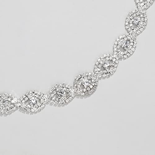 YooAi Rhinestone Belt for Women Dresses Sliver Belt Sparkly Crystal Waist Belt for Formal Dress Evening Dresses