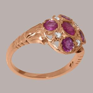 LetsBuyGold 10k Rose Gold Ruby & Cubic Zirconia ring Womens Statement Ring - Size 11.75