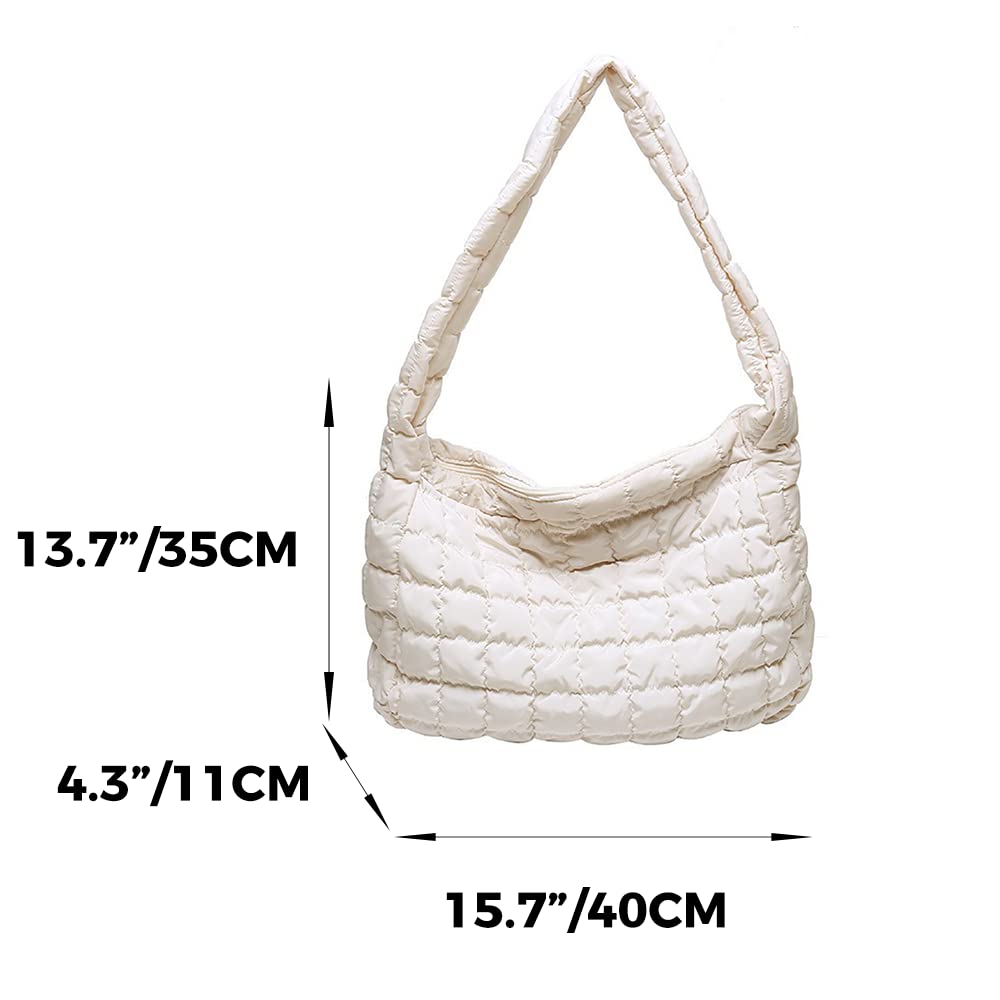 GAI Quilted Crossbody Bags For Women Large Capacity Puffer Tote Bags Unique Boho Hippe Padded Handbag Trendy Y2k Bag (Black)