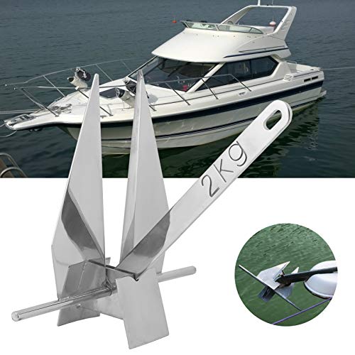 Boat Anchor Qiilu 2kg Boat Anchor for Boats 17 to 22 Feet Stainless Steel Marine Hardware Parts Accessories