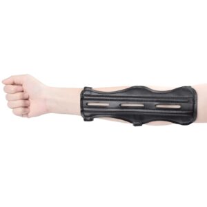 Archery Arm Guard, Archery Bracer/Archery Cowhide Leather Forearm Protector w/Bow Range with 3-Strap Buckles, Arm Guard for Archer Hunter