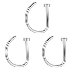 d shaped fake nose ring hoops set, silver faux nose rings nose hoops, septum ring for women