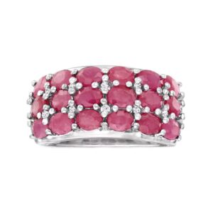 kaius jewels 925 sterling silver natural ruby gemstone july birthstone silver rings for women cluster eternity band size us-12