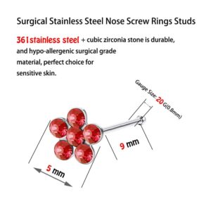 ANDGING 20G Nose Studs Flower I Shaped 20pcs Nose Rings Studs Tragus Piercing Jewelry Lip Earring Cartilage Studs Ear Nose Piercing kit Surgical Stainless Steel 2.0mm Ideal Gift