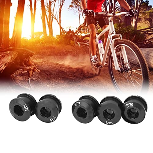 VBESTLIFE Bike Chainring Bolts Kit, 5Pcs 7075 Aluminum Alloy Ultra Light Single Chainring Bolts for Road Mountain Bike(Black)