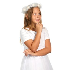 Funcredible White Light up Feathered Angel Halo Headband - Halloween Costumes - Angel Costume for Women, Men and Kids