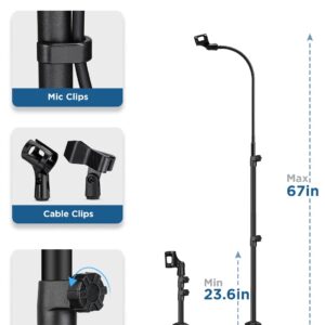 Mic Stand, Bietrun Metal Gooseneck Boom Arm Mic Stand Tripod, Height＆360° Adjustable, with Carrying Bag & 2 Mic Clips,Compatible with Wireless Mic＆Wired Mics for Singing/Wedding/Church/Stage/Party