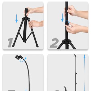 Mic Stand, Bietrun Metal Gooseneck Boom Arm Mic Stand Tripod, Height＆360° Adjustable, with Carrying Bag & 2 Mic Clips,Compatible with Wireless Mic＆Wired Mics for Singing/Wedding/Church/Stage/Party