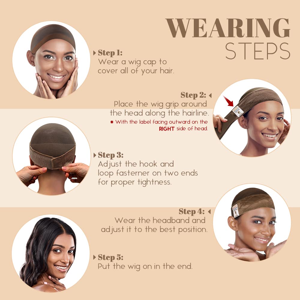 MYKURS Wig Grip for Keeping Wig in Place, Non Slip Wig Headbands, Wig Bands to Secure Wig, 4 PCS