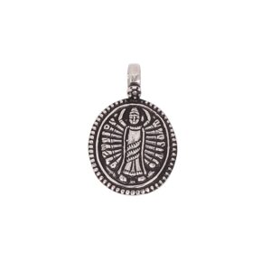 Antique Design Black Oxidized Embossed Hindu Goddess Silver Charm Pendant For Good Luck Charm