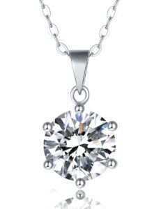 imolove moissanite solitaire pendant necklaces for women sterling silver with 18k yellow gold plated 3 carats d color vvs1 clarity mossanite jewelry for her-w