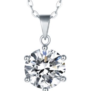 IMOLOVE Moissanite Solitaire Pendant Necklaces for Women Sterling Silver with 18K Yellow Gold Plated 3 Carats D Color VVS1 Clarity Mossanite Jewelry for her-W