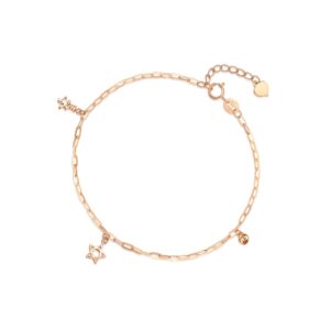 CHOW SANG SANG Delicate Gold 18K Rose Solid Gold Holiday Star Bracelet for Women 92269B | 7.4 Inches, (19 CM)