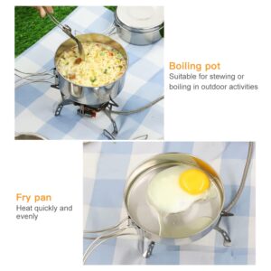 Lixada Camping Cookware Set, 4PCS Portable Stainless Steel Camp Cook Set, Lightweight Stackable Camping Pots and Pans Plate Set Camping Gear for Outdoor Backpacking Camping Hiking Picnic