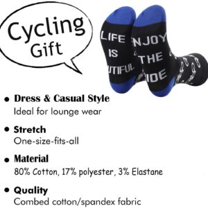 TSOTMO Bicycle Socks Bike Gift Cycling Sport Socks Cyclist Gifts Riding a Bicycle Gift Life Is Beautiful Enjoy The Ride Socoks For Bicycle Lovers (Life Ride)