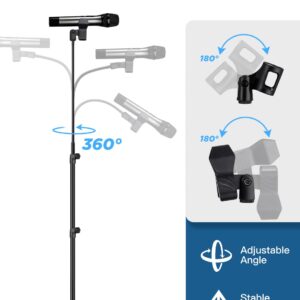 Mic Stand, Bietrun Metal Gooseneck Boom Arm Mic Stand Tripod, Height＆360° Adjustable, with Carrying Bag & 2 Mic Clips,Compatible with Wireless Mic＆Wired Mics for Singing/Wedding/Church/Stage/Party