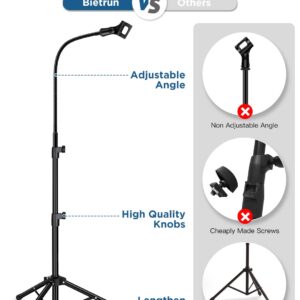 Mic Stand, Bietrun Metal Gooseneck Boom Arm Mic Stand Tripod, Height＆360° Adjustable, with Carrying Bag & 2 Mic Clips,Compatible with Wireless Mic＆Wired Mics for Singing/Wedding/Church/Stage/Party