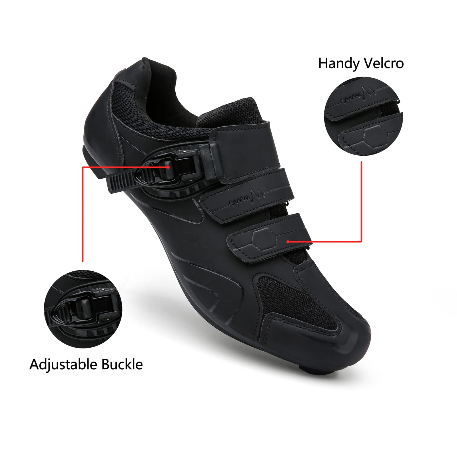 Vicogn Mens Womens Cycling Shoes Compatible with Peloton Indoor Bicycle Pedals Clip in Road Bike Shoes Pre-Installed with Look Delta Cleats (Black,US 12) 47