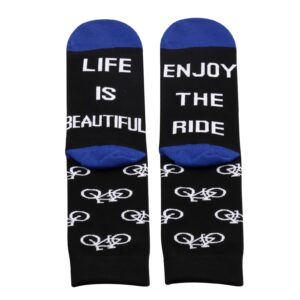 TSOTMO Bicycle Socks Bike Gift Cycling Sport Socks Cyclist Gifts Riding a Bicycle Gift Life Is Beautiful Enjoy The Ride Socoks For Bicycle Lovers (Life Ride)