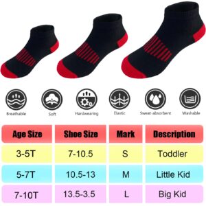 Tsmollyu Boy Socks 12 Pairs Ankle Athletic Cotton Socks Half Cushioned Low Cut Socks For Little Big Kids Age 3-10(7-10 Years)