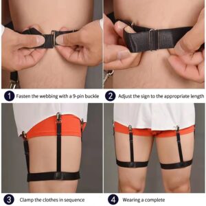 Bexicsea 2pairs Mens Shirt Stays For Shirt Tucking,Adjustable Elastic Holder Shirt Garters(2Black+2Beige) …