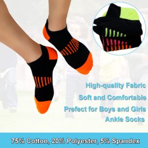 Tsmollyu Boy Socks 12 Pairs Ankle Athletic Cotton Socks Half Cushioned Low Cut Socks For Little Big Kids Age 3-10(7-10 Years)