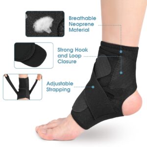 Ankle Brace, Breathable Neoprene Ankle Support Sleeve Adjustable Compression Ankle Brace Wrap Strap Ankle Protector for Sports Protect, Injury Recovery, Joint Pain, Achilles Tendon