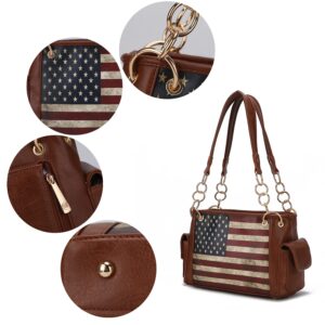 MKF Collection USA Shoulder Bags for Women, Vegan Leather American Flag Handbag Purse Top-Handle Satchel Bag By Mia K