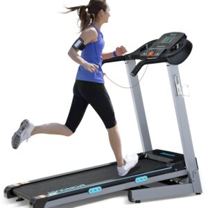 BORGUSI Treadmill with 12% Auto Incline and Bluetooth Speaker - 300 lb Capacity, 3.0HP Folding Electric Treadmill Up to 8.5 MPH Speed, Running Machine with 17.5" Wide Tread Belt for Home Use