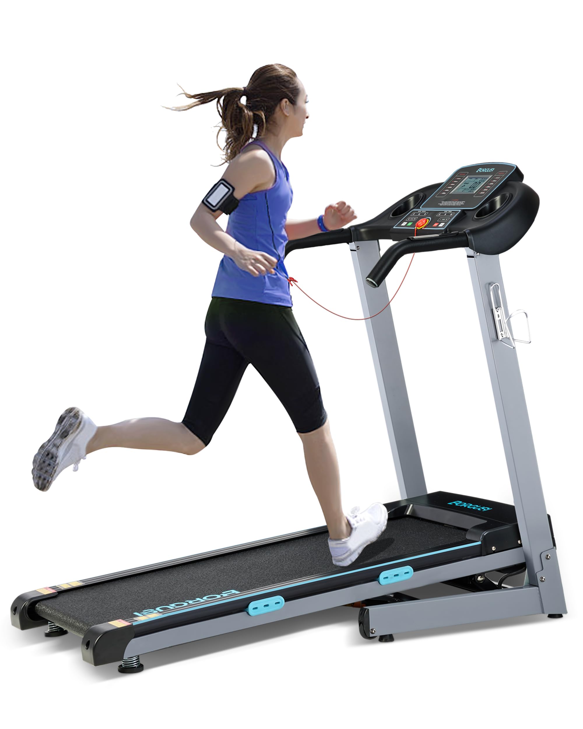 BORGUSI Treadmill with 12% Auto Incline and Bluetooth Speaker - 300 lb Capacity, 3.0HP Folding Electric Treadmill Up to 8.5 MPH Speed, Running Machine with 17.5" Wide Tread Belt for Home Use