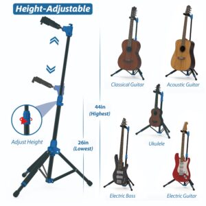 Salvori Folding Guitar Stand with Auto-Lock System and Soild Tripod for Single Bass, Acoustic, Electric, Classical Guitar or Ukulele (Single)