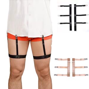 bexicsea 2pairs mens shirt stays for shirt tucking,adjustable elastic holder shirt garters(2black+2beige) …