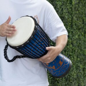 AIMEIS Djembe Drum,10" African Drum Carved of Mahogany Goatskin Hand Drums for Adults Beginner (Blue)