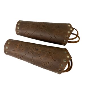 Valhalla Gear, Viking Bracer (2 Pack) Handmade from Full Grain Leather - Viking Style Hand Protector for Archery, Medieval Armband, Durable Wrist Guard with Adjustable Straps - Bourbon Brown