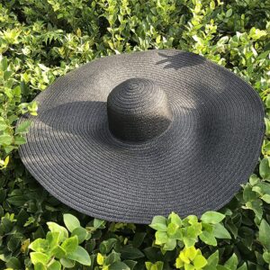 Oversized Beach Hat for Woman, Large Wide Brim Sun Hats, Floppy Foldable Giant Straw Hats for Women, Packable UV Protection Summer Hats for Ladies Black