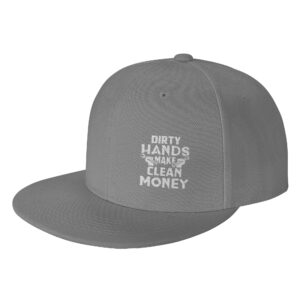 dirty hands make clean moneys hat adjustable flat bill hat baseball cap for men women gray