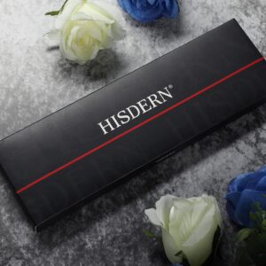 HISDERN Stripe Ties for Men Set Gray and Black Men's Ties Handkerchief Cufflinks Classic Formal Silk Necktie Wedding Business