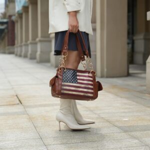 MKF Collection USA Shoulder Bags for Women, Vegan Leather American Flag Handbag Purse Top-Handle Satchel Bag By Mia K