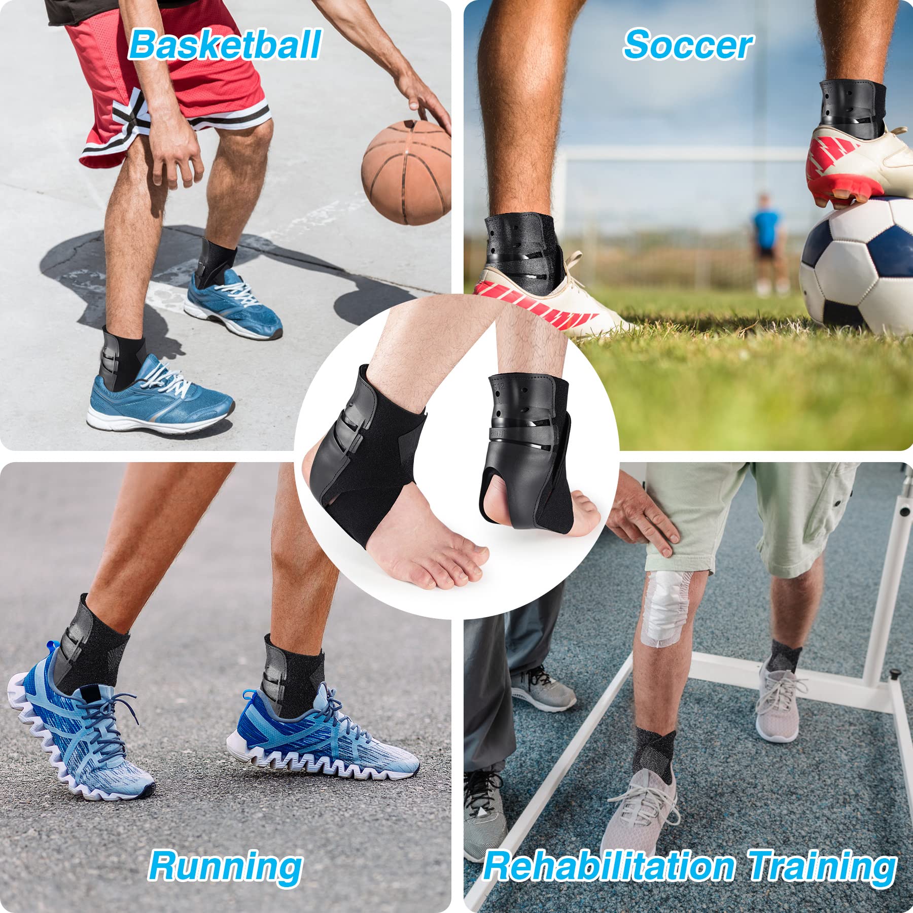 Sprained Ankle Support, Ankle Support Brace for Men Women, Sprains Ankle Boot Stabilizer, Injury Prevention/Recovery Ankle Sprain Brace Basketball Volleybal Sports Soccer(M-Right)