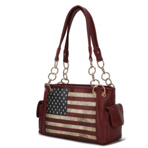 MKF Collection USA Shoulder Bags for Women, Vegan Leather American Flag Handbag Purse Top-Handle Satchel Bag By Mia K