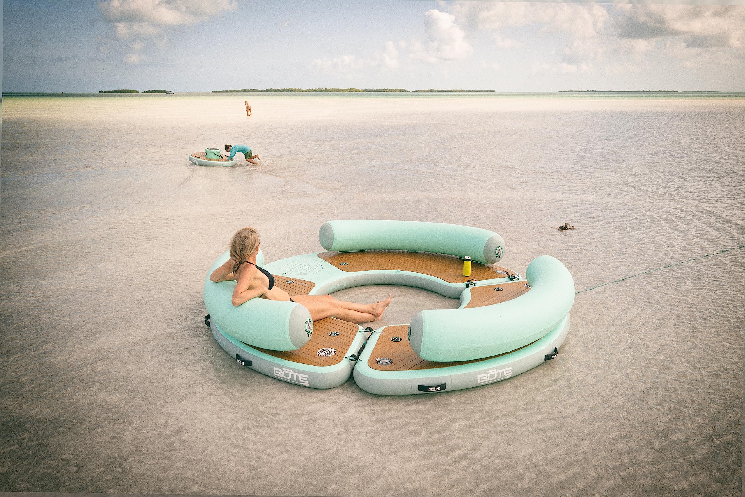 BOTE Inflatable Dock Hangout Suite 240 Degree Size Floating Group Party Raft Lake Beach Adults Kids Family Friendly MAGNEPod Compatible Packable Portable Towable