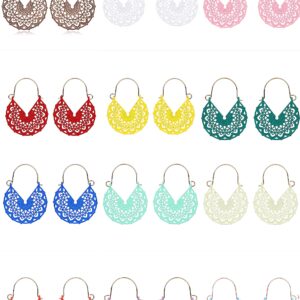 12 pairs of colorful cutout boho cutout pattern bohemia earrings for women hanging dangling fashion set boho DIY lightweight women's earrings candy color earrings