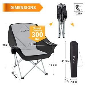 KingCamp Oversized Folding Camping Chair Outdoor Portable Bucket Chair Heavy Duty Extra Large XL Sofa Chair for Adults, Supports 300lbs with Cooler Bag for Sports, Festival, Yard