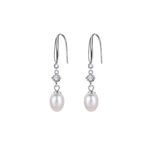 sluynz 925 sterling silver pearl drop earrings for women teen girls pearl dangle earrings wedding bridal earrings (a-silver)