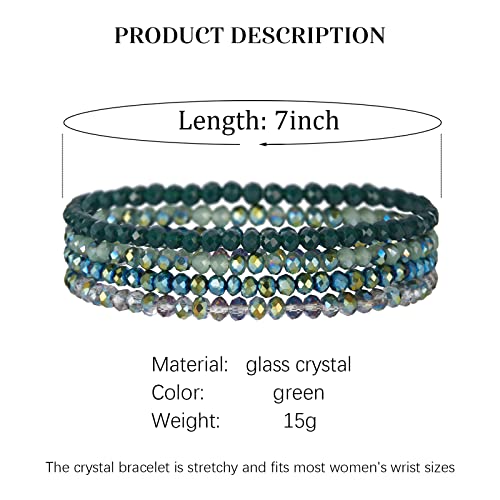 Noessla Beaded Boho Stretch Bracelet Colorful Stackable Crystal Beads Bracelets Trendy Costume Jewelry Mothers Day Gifts for Women (Green)