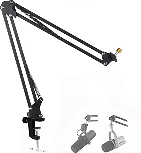 SM7B and MV7 Boom Arm, Heavy Duty Mic Arm Desk Mount Adjustable Suspension Mic Stand Compatible with Shure SM7B and Shure MV7 Vocal Dynamic Microphone