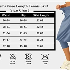 Women 20" Knee Length Tennis Skirt with Built in Legging Golf Skirts Skirted Legging with Pockets Wine Red