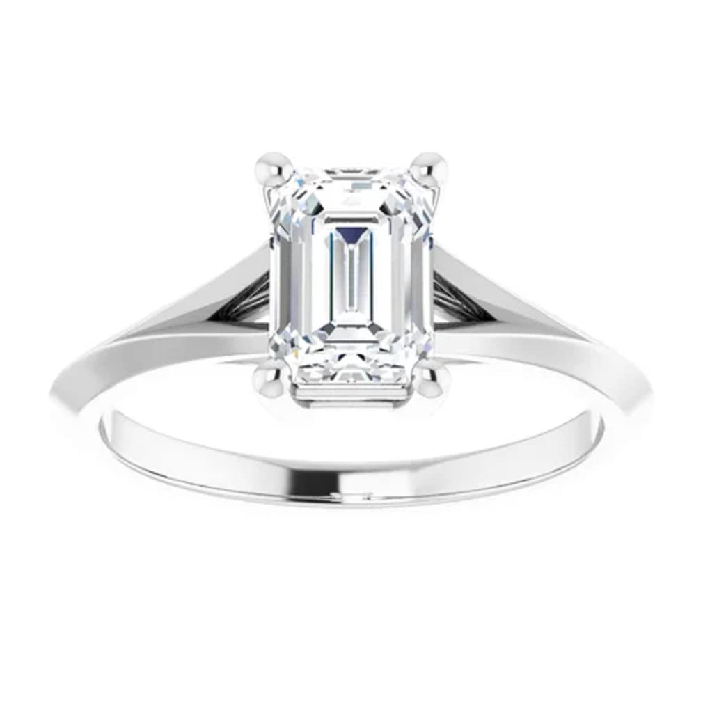 10K Solid White Gold Handmade Engagement Rings 1.0 CT Emerald Cut Moissanite Diamond Solitaire Wedding/Bridal Ring Set for Women/Her Propose Ring Gifts (9.5)